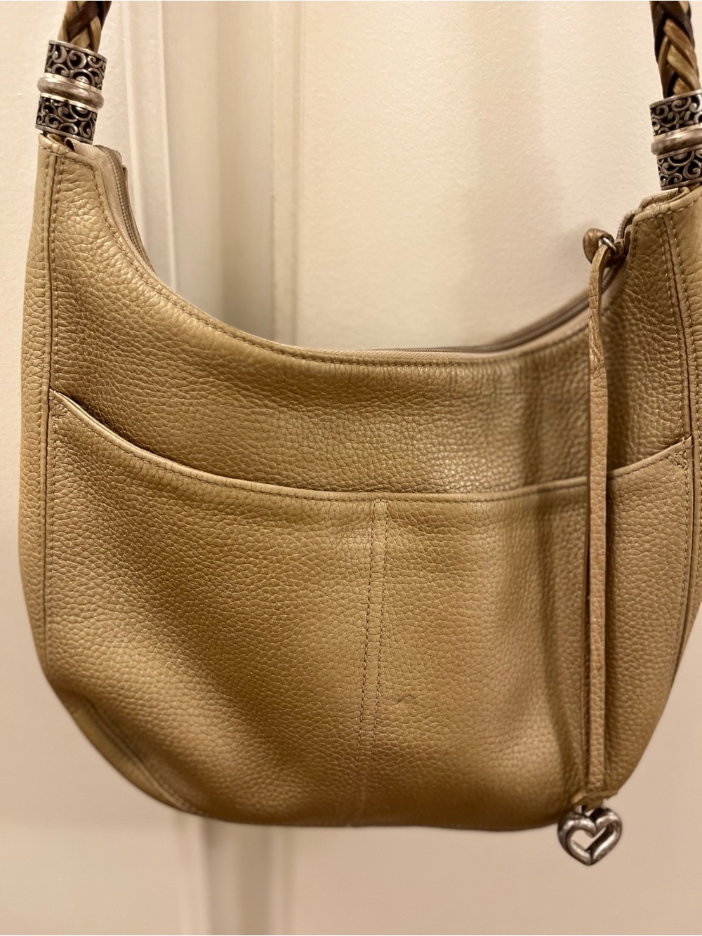 Brighton Camel Pebbled Leather Hobo with Braided Strap